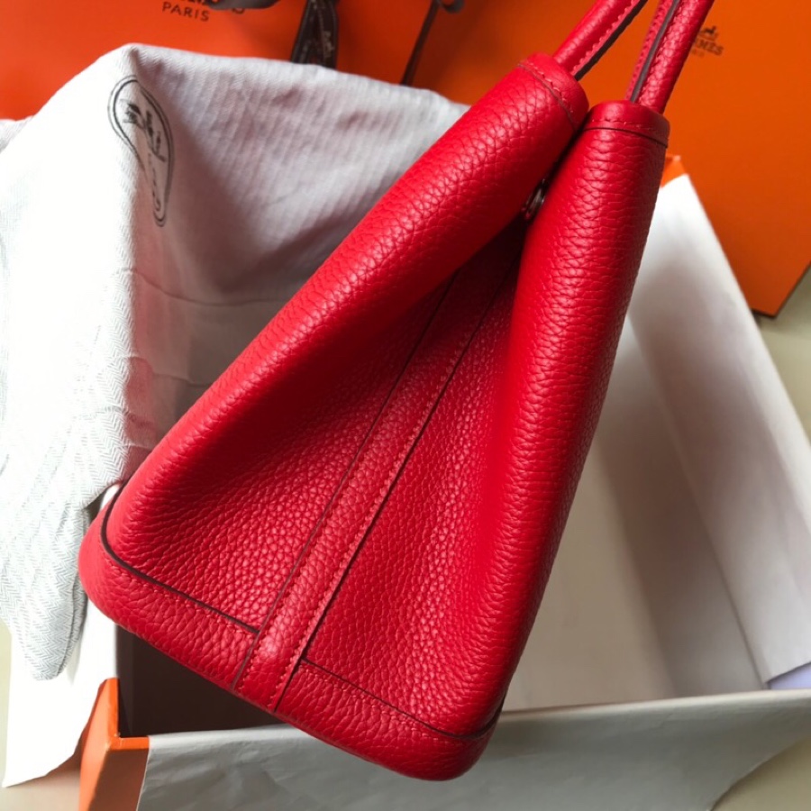 Hermes Garden Party 36cm Tote Handbag In Red Clemence Leather